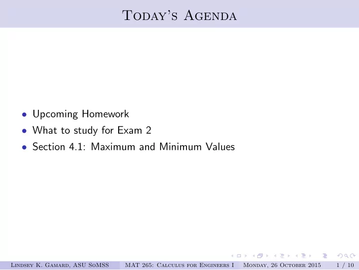 today s agenda