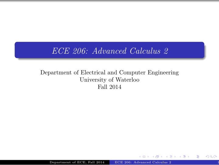 ece 206 advanced calculus 2