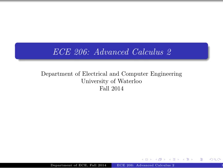 ece 206 advanced calculus 2