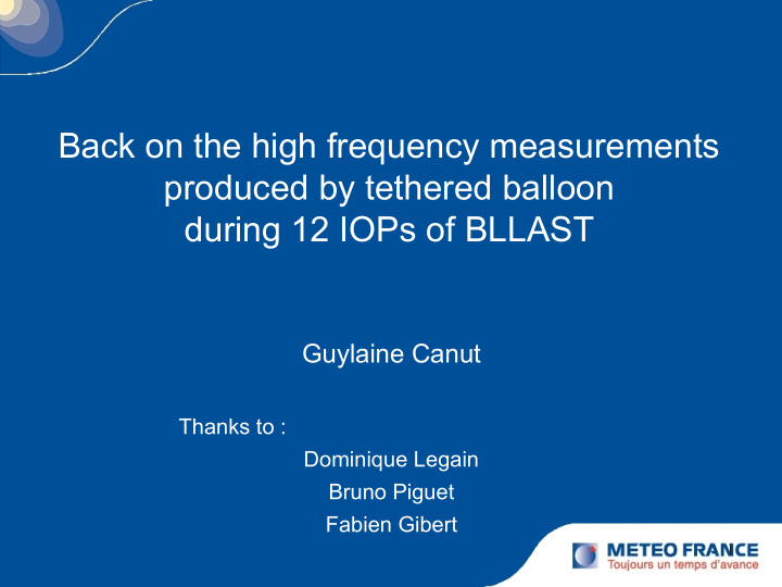back on the high frequency measurements produced by