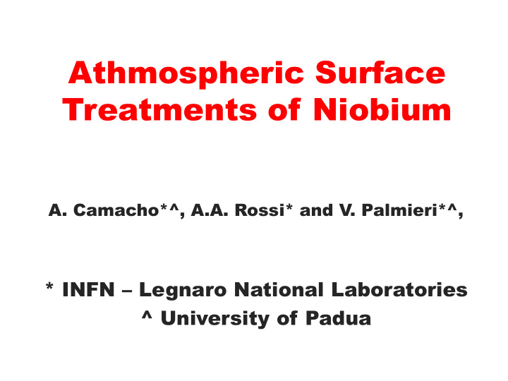 treatments of niobium