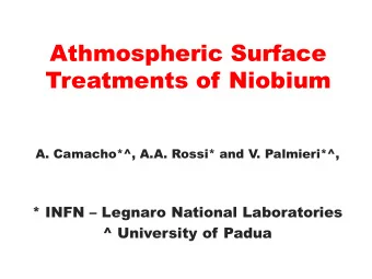 Treatments of Niobium  A. Camacho*^, A.A. Rossi* and V. Palmieri*^, * INFN  Legnaro National