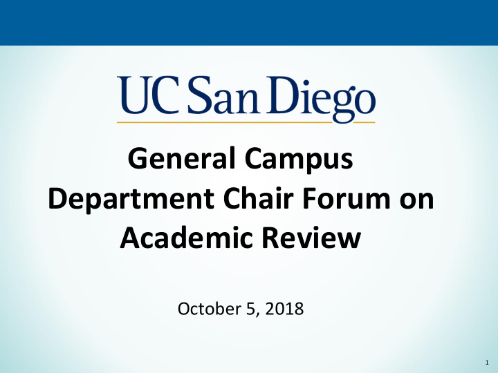 general campus department chair forum on academic review