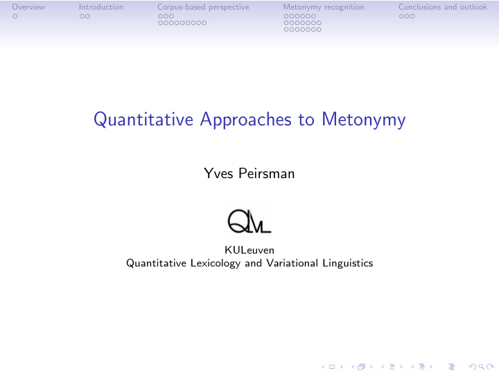 quantitative approaches to metonymy