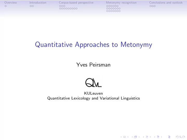 quantitative approaches to metonymy