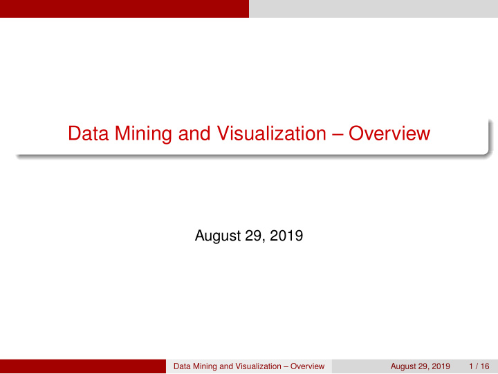 data mining and visualization overview