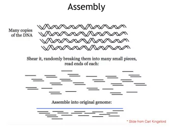 Assembly  Assembly Computational Challenge: assemble individual short fragments  (reads) into a