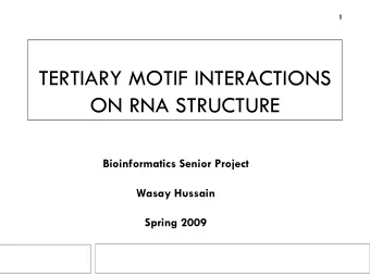 TERTIARY MOTIF INTERACTIONS  ON RNA STRUCTURE  Bioinformatics Senior Project  Wasay Hussain  Spring