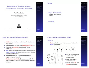 Outline  Applications of  Random Networks  Random Networks  Applications of Random Networks