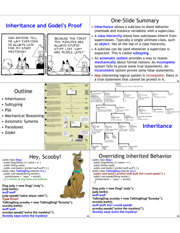 one slide summary inheritance and godel s proof