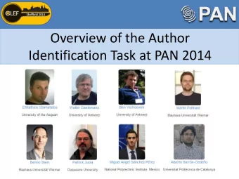 Overview of the Author  Identification Task at PAN 2014  Outline  Introduction  Evaluation