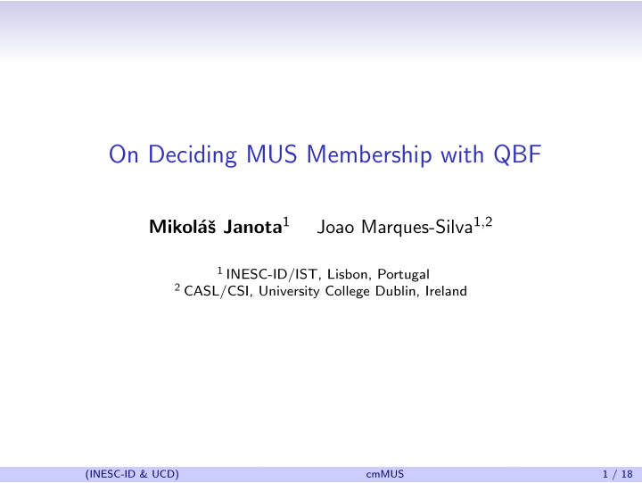 on deciding mus membership with qbf