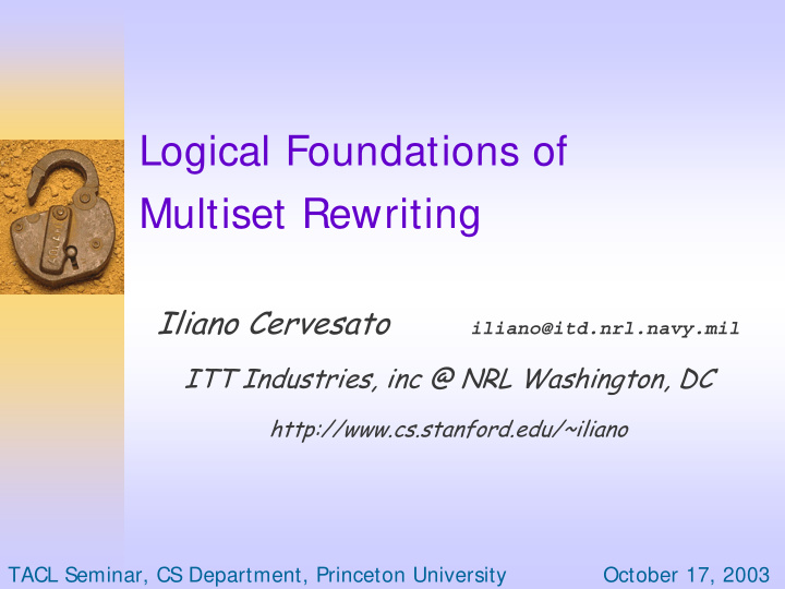 logical foundations of multiset rewriting