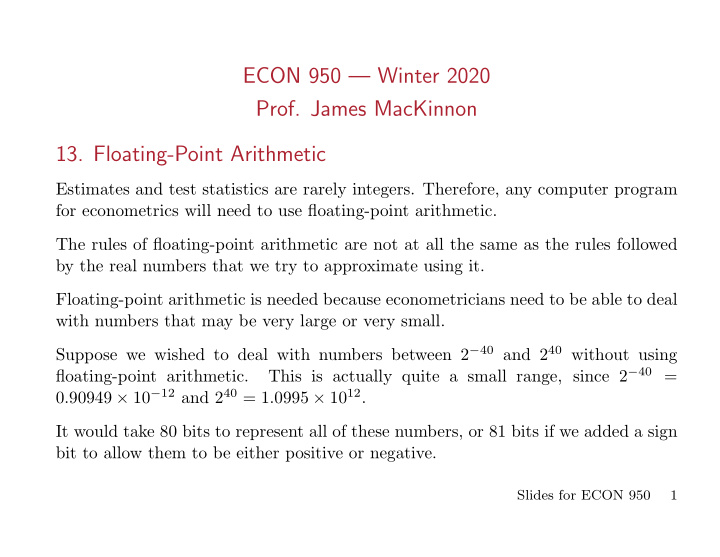econ 950 winter 2020 prof james mackinnon 13 floating