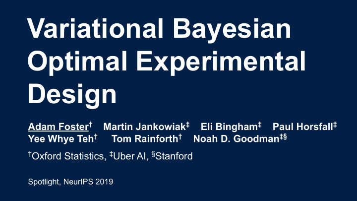 variational bayesian optimal experimental design