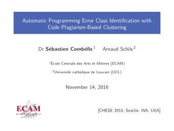 Automatic Programming Error Class Identification with  Code Plagiarism-Based Clustering Dr