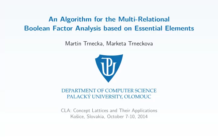 an algorithm for the multi relational boolean factor