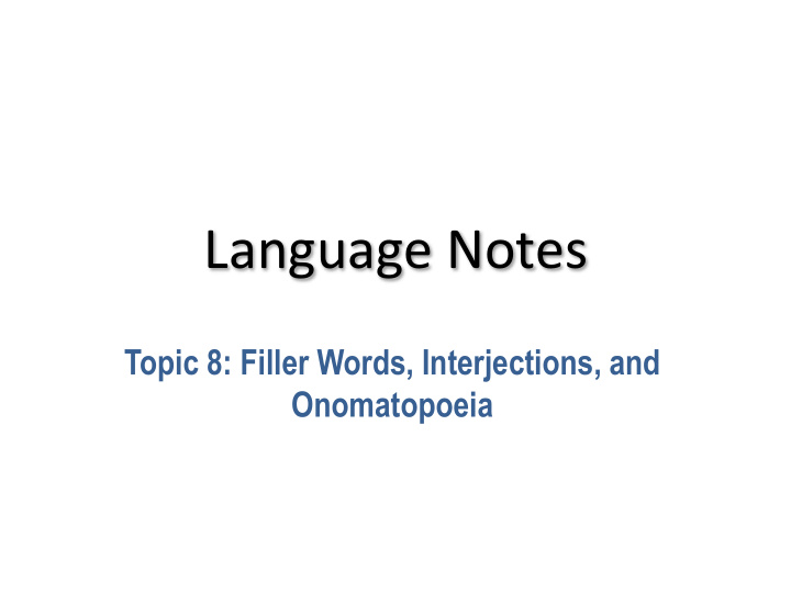language notes