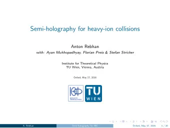 Semi-holography for heavy-ion collisions  Anton Rebhan  with: Ayan Mukhopadhyay, Florian Preis