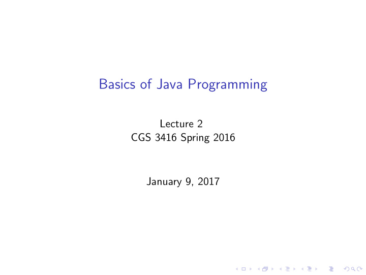 basics of java programming