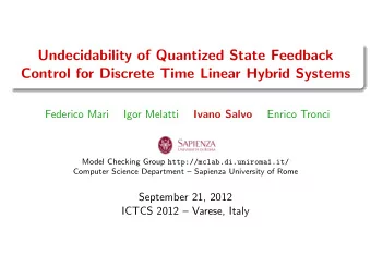 Undecidability of Quantized State Feedback  Control for Discrete Time Linear Hybrid Systems