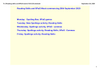 reading skills and spag week commencing 28th september