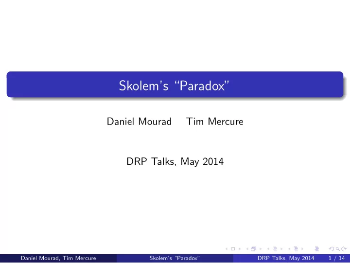 skolem s paradox