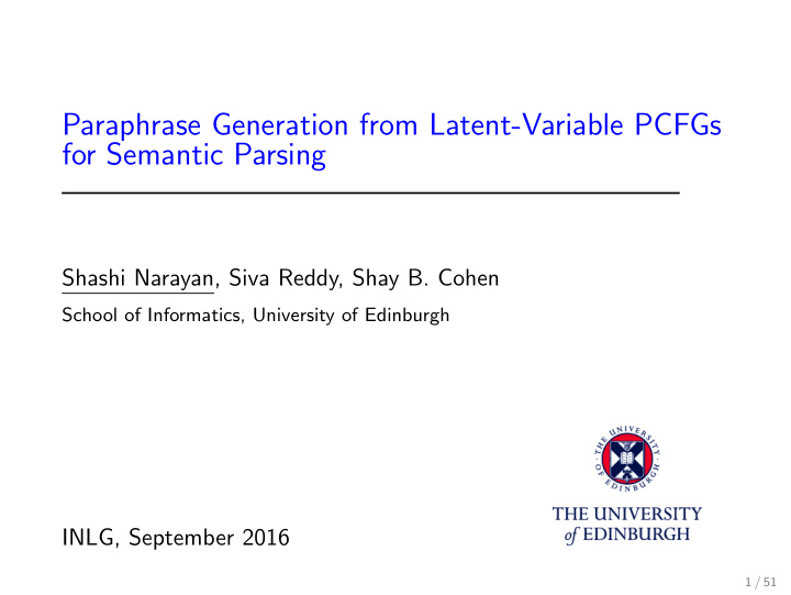 paraphrase generation from latent variable pcfgs for