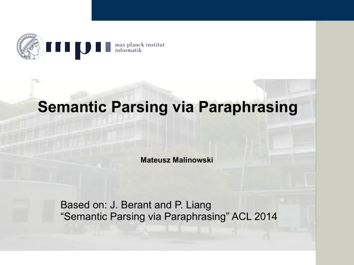 semantic parsing via paraphrasing
