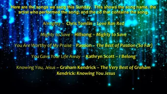 Almighty  Chris Tomlin  Love Ran Red Mighty to Save  Hillsong  Mighty to Save You Are