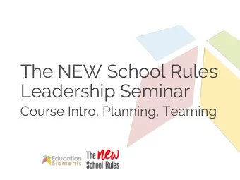 The NEW School Rules  Leadership Seminar  Course Intro, Planning, Teaming  This course is for every