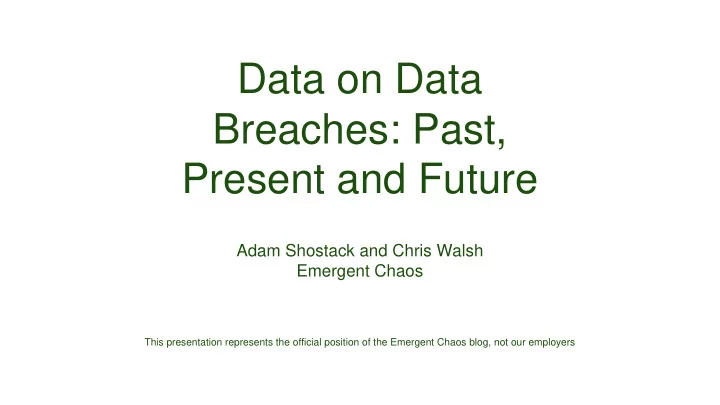 data on data breaches past present and future