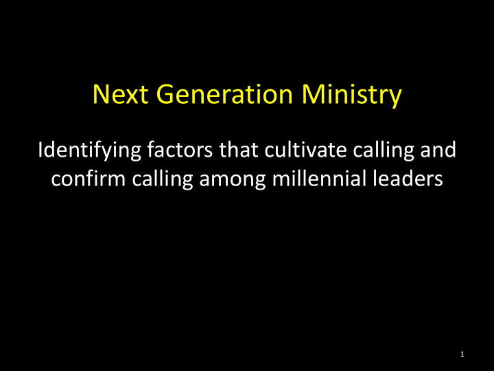 next generation ministry