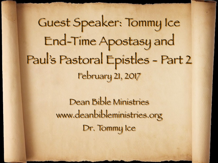 guest speaker t ommy ice end time apostasy and paul s