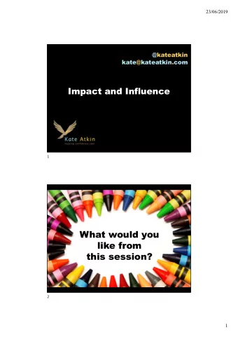 What would you  like from  this session?  2  1  23/06/2019  Visual  Vocal  Verbal  3  3 I mpression