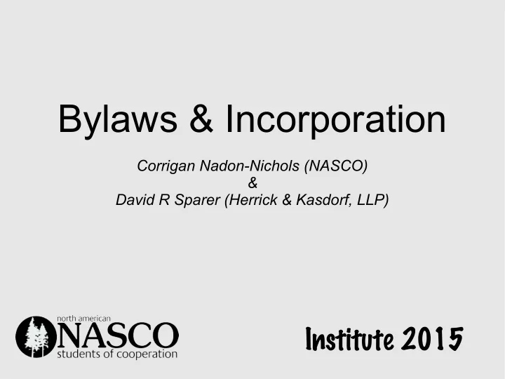 bylaws incorporation