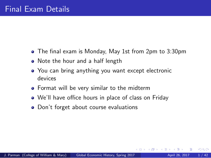 final exam details