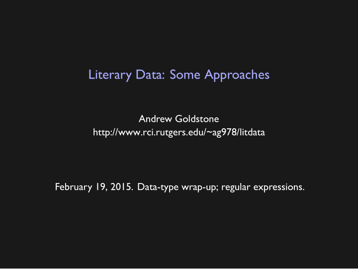 literary data some approaches