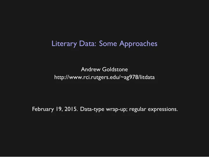 literary data some approaches