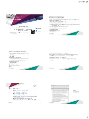 2019-04-13  Agenda; Management Committee Meeting  Warsaw, Poland. 10 April 2019. 2pm-5pm 1. Welcome