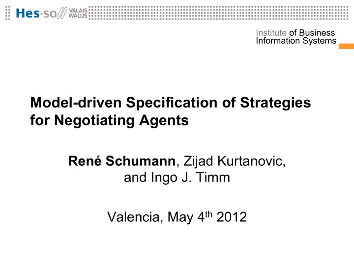 model driven specification of strategies for negotiating
