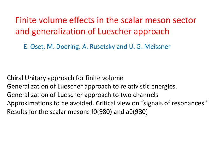 finite volume effects in the scalar meson sector