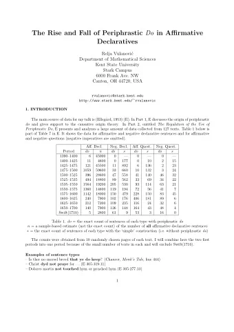 The Rise and Fall of Periphrastic Do in Affirmative  Declaratives  Relja Vulanovi  c  Department