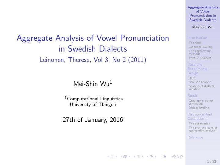 aggregate analysis of vowel pronunciation