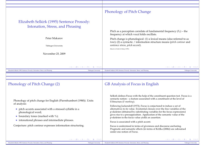 phonology of pitch change elizabeth selkirk 1995 sentence