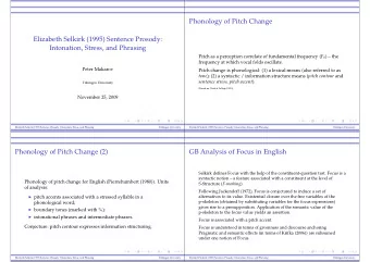 Phonology of Pitch Change  Elizabeth Selkirk (1995) Sentence Prosody:  Intonation, Stress, and