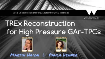 TREx Reconstruction  for High Pressure GAr-TPCs Martin Haigh &amp; Paula Denner  1 TREx for T2K