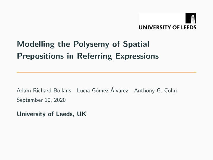 modelling the polysemy of spatial prepositions in