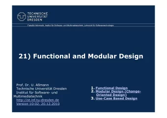 21) Functional and Modular Design   Prof. Dr. U. Amann 1. Functional Design