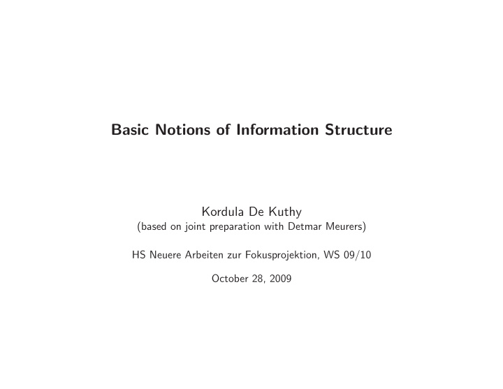 basic notions of information structure